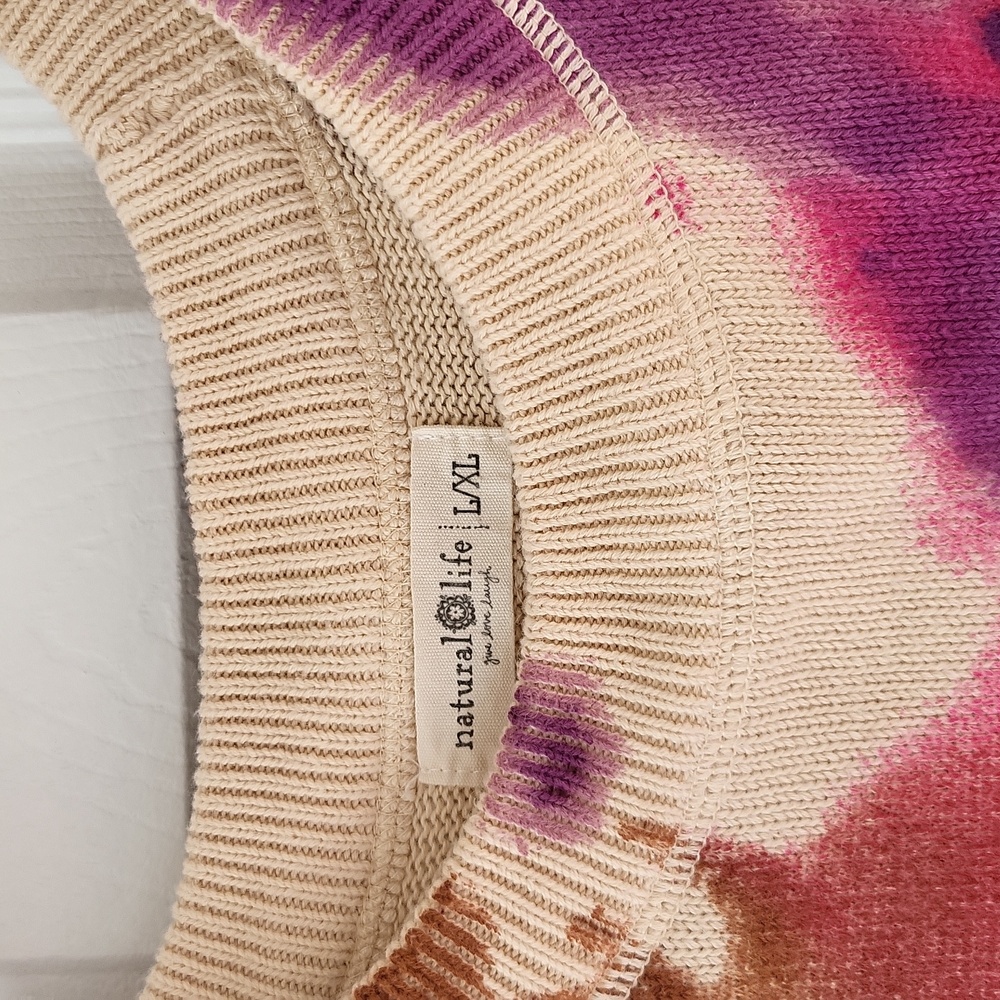 Natural Life Multicolor Tie-Dye Sweater Size L/XL 100% Cotton - Picture 2 of 5